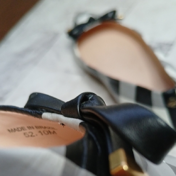 Kate Spade Monochrome Checkered Flats with Bow - Picture 5 of 6